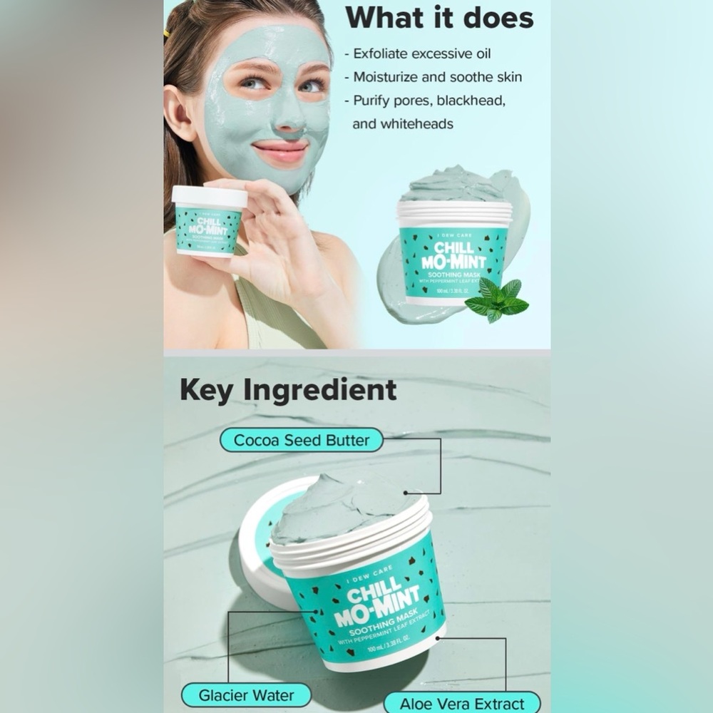 I Dew Care - Chill Mo-Mint Soothing Mask - NWT MSRP $25 - Picture 6 of 8